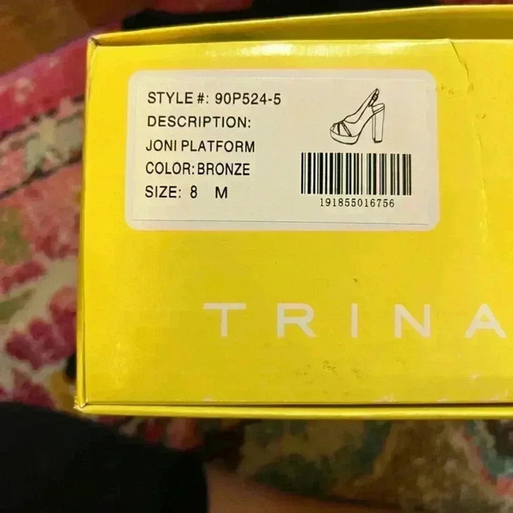 Trina Turk Leather Joni Platform Heels Bronze Size 8 Brand New - Picture 3 of 15